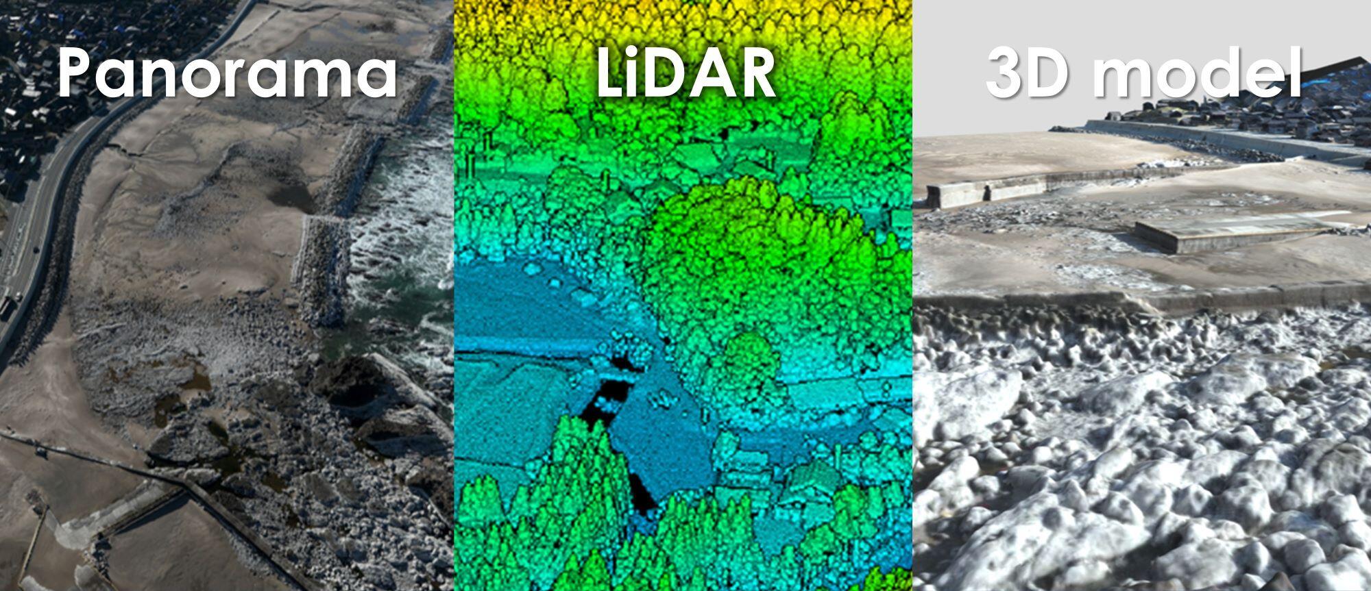 パノラマ、LiDAR、3Dモデル