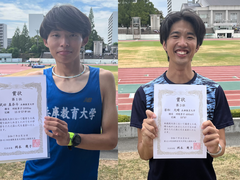 本学学部学生・大学院専門職学位課程学生が、第65回全国教育系大学陸上競技大会において、男子5000mで第１位、男子400mハードルで第３位の成績を収めました