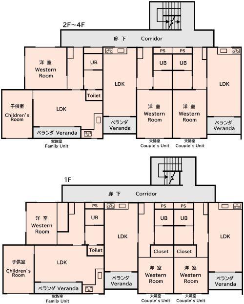 夫婦・家族棟平面図